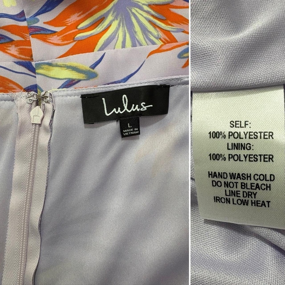 Lulus Quinlynn Midi Slip Dress Tropical Lavender Resortwear Beach wedding size L - Picture 6 of 7
